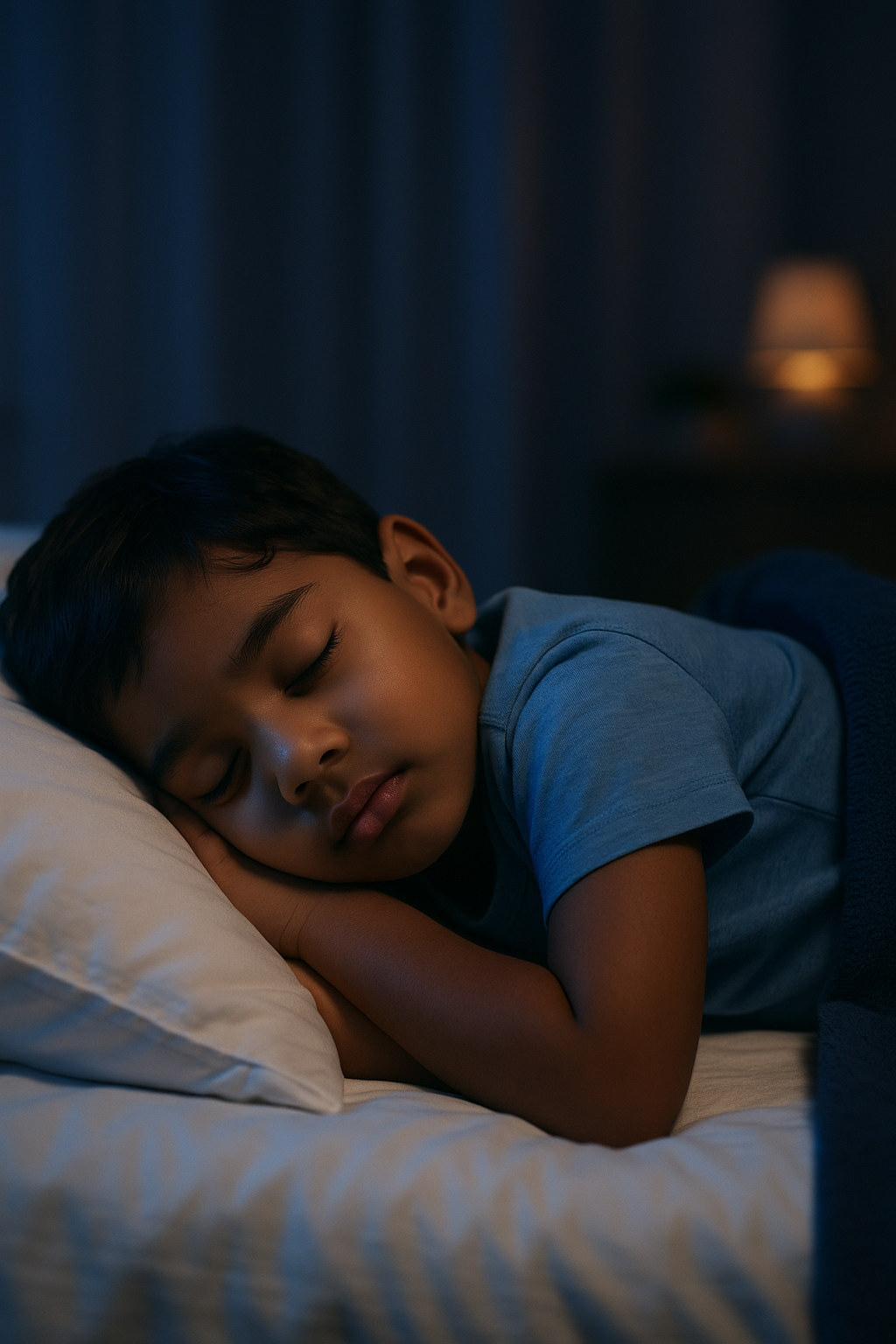 Sleeping child peacefully at night